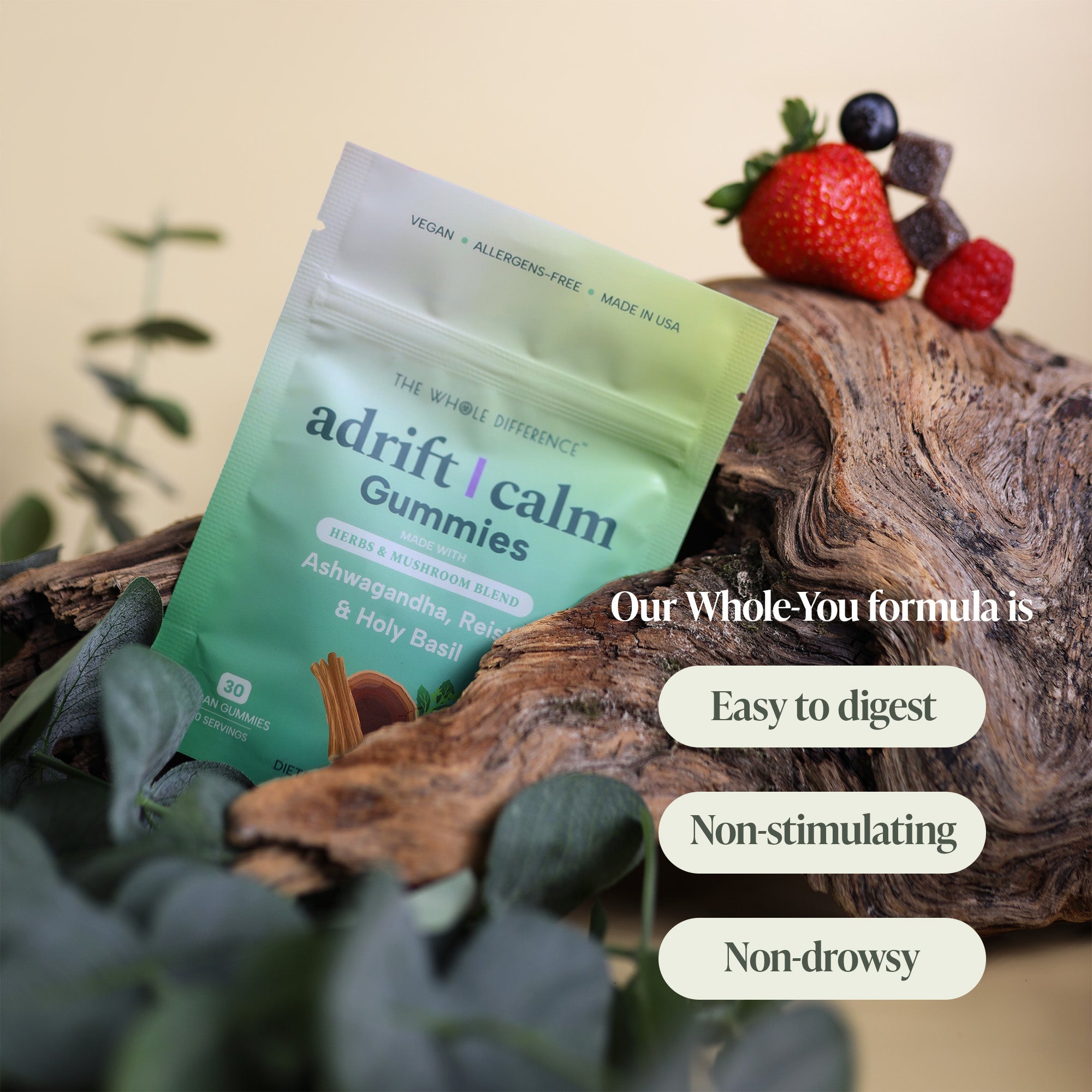 Adrift and Calm Ayurvedic Herbs and Mushroom Wellness Gummies